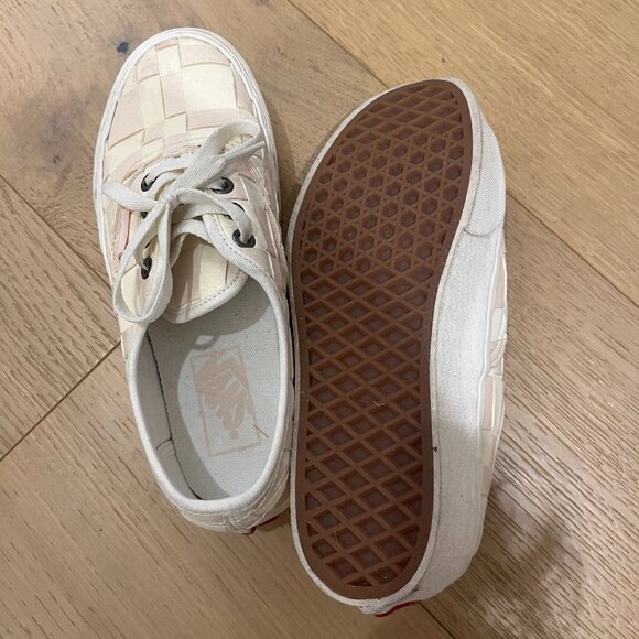 Vans Leather Pink/Off White Checkered Platform Shoes - Picture 4 of 4